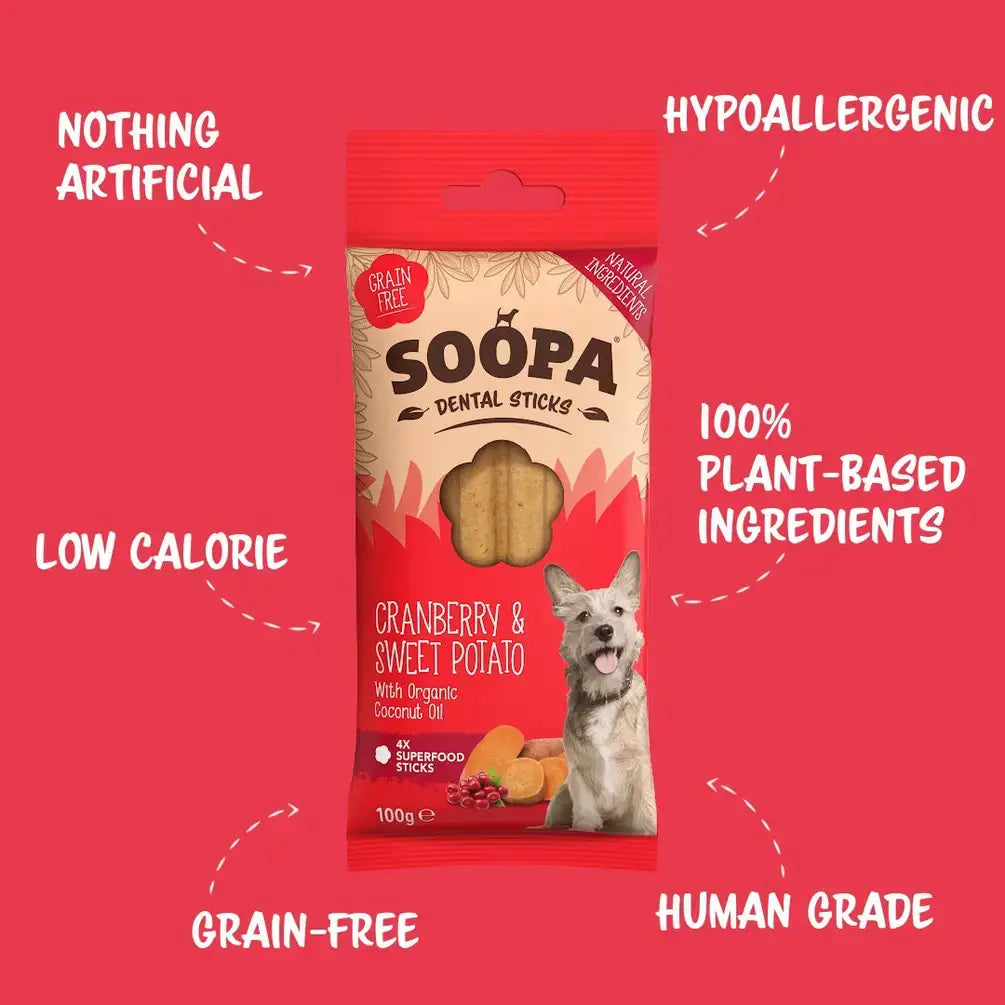 Cranberry & Sweet Potato Dog Dental Sticks (100g)
