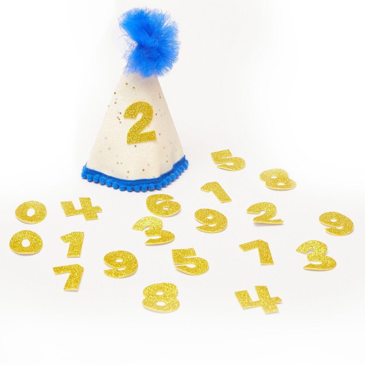 Custom Birthday Hat - Pastel Blue or Pink Rainbow