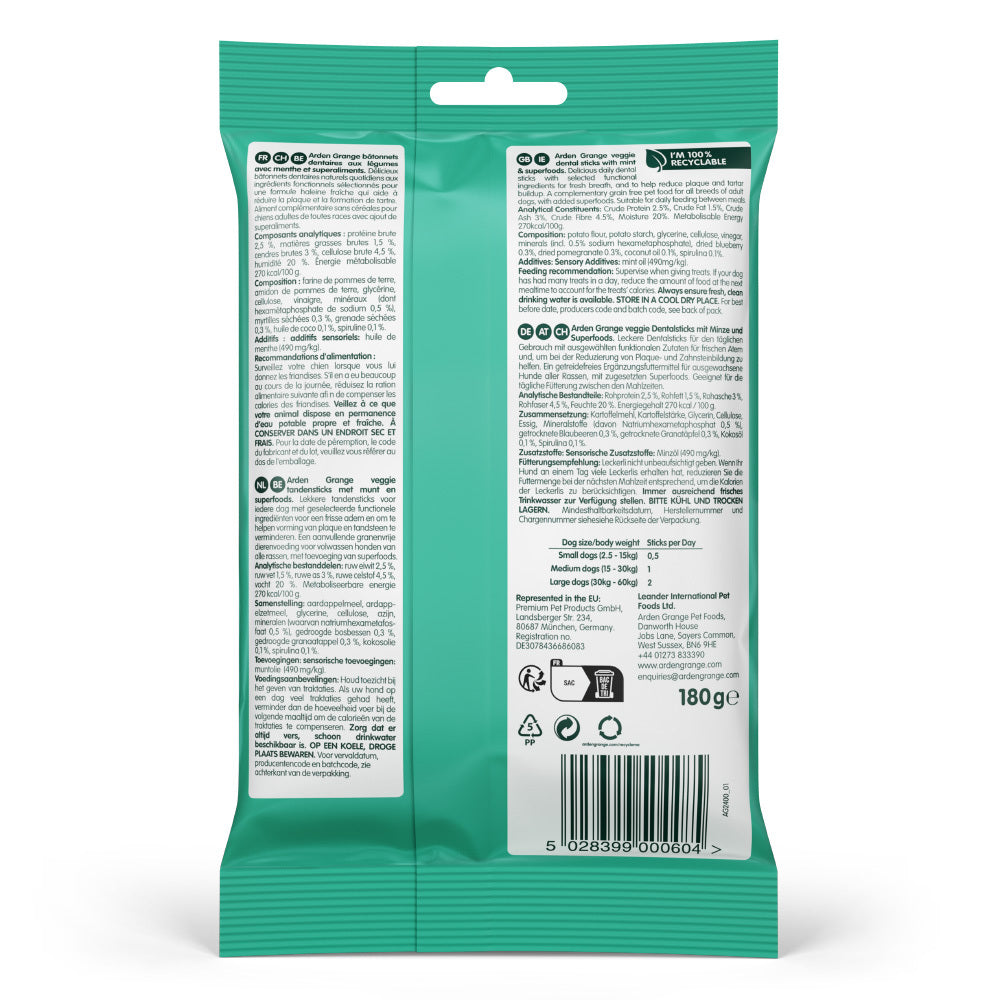Veggie, Mint, and Superfood Dental Sticks (180g)