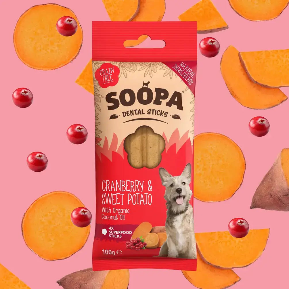 Cranberry & Sweet Potato Dog Dental Sticks (100g)